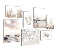 Set of Canvas - COMPLETELY READY TO HANG - Pictures for Wall - Boho beach - 7 Parts - Living Room Bedroom N013471a