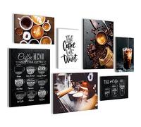 Set of Canvas - COMPLETELY READY TO HANG - Pictures for Wall - Coffee - 7 Parts - Dining Room Kitchen N027771a