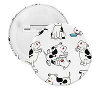 Set of Cartoon Cow Dogs Do Different Actions on White 5 PCs Round Tinplate Badge, Badge Lapel Tie Pin, Lightweight Button Badge for Women Men Office Worker Teacher Student Decor