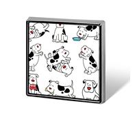 Set of Cartoon Cow Dogs Do Different Actions on White Square Badge Smooth Surface Lapel Tie Pin, Lightweight Badge for Women Men Office Worker Nurse Teacher Student Shirts Backpack