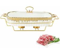 Set Of Ceramic Buffet With Glass Cover To Warm Food In Winter - Alcohol Stove For Buffet, For Caterer, Party, Wedding ~/ ()