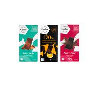 Set of chocolate tablets Galler Dark Cocoa Nibs x Milk Almonds x Dark Orange, 3 x 80 g