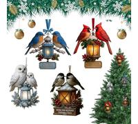 Set of Christmas Tree Decorations - 2D Acrylic Handmade Lantern Pendant, 4 Pieces Lanterns for Christmas Tree, for Winter Parties Rustic Home Party Photo Holder