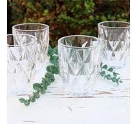 Set of Clear Classic Luxury Diamond Glass Tumbler Drinking Glass Gift Idea Elvida Interiors Clear 4 Pack