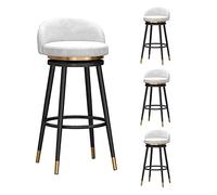 Set of Counter with Back, Farmhouse Kitchen Breakfast Bar Stools, 360° Swivel, Velvet Upholstered Seat, Black Metal Legs, Height 75cm, Green (4pcs White)