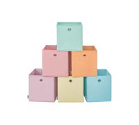 SONGMICS Storage Cubes, Set of 6 Collapsible Storage Boxes, 26 x 26 x 28 cm, Fit Cube Storage Unit, Rainbow Storage Bins, Colourful Fabric Bins for Bedroom, Living Room RFB226X01