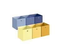 SONGMICS Storage Cubes, Set of 6 Collapsible Storage Boxes, Odourless, 26 x 26 x 28 cm, Fit Cube Storage Unit, Rainbow Storage Bins, Colourful Fabric Bins for Bedroom, Living Room RFB226XA09