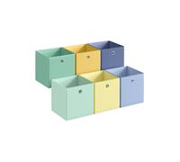 SONGMICS Storage Cubes, Set of 6 Collapsible Storage Boxes, Odourless, 26 x 26 x 28 cm, Fit Cube Storage Unit, Rainbow Storage Bins, Colourful Fabric Bins for Bedroom, Living Room RFB226XA08