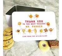 Set Of Dancing Cookies Best Teacher Rectangle Personalised Biscuit Tin Personalised Gift | Custom Gift | Personalized Tin | Personalised Tins | Gift For Her | Gift For Him