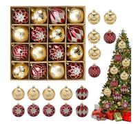 Set of Decorative Baubles for Christmas Tree, Festive Set of 16 Classic Hanging Decorations - Shatterproof Christmas Tree Decorations | For Festive Occasions at Home, Festivals, Gatherings, Actives