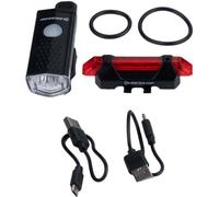 Set of Dunlop Led bicycle lights, USB charging, rear + front 473758