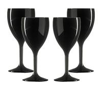 Set of Elite Premium Unbreakable Reusable Polycarbonate Plastic Large Black Wine Glasses (310ml to Rim Height 18.8cm, Max Diameter 8.1cm) Realistic Alternative to Glass - Made in UK (4)