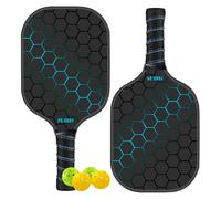 Set of - Fiberglass Paddle Racket Kit, 4 Pickle Balls, Carrying Bag, Ergonomic Grip | Durable Outdoor Racket Set for Beginners