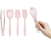 Set of Five Aqua and Rose Gold Silicone Mini Kitchen Utensil Set (Pink)