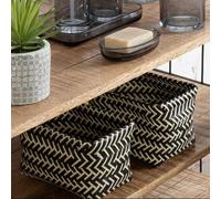 Set of Five Black and White Woven Storage Baskets | Nautical