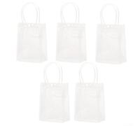 Set of Five Clear Reusable PVC Tote Bags with Handles, Waterproof Plastic Bags for Retail, Shopping, and Event Packaging Needs (20x25x7cm)
