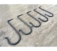 SET OF FIVE HANDMADE WROUGHT IRON ANTIQUE STYLE DRESSER HOOK BLACKSMITH CUP HOOK L