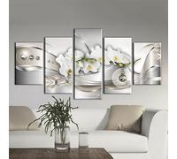Set of Five Modern Flower Canvases, Elegant Home Decor Solution without Frames (Green)
