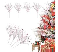 Set of Four Christmas Tree Picks Made from Foam with Glitter Elements for Holiday Decoration (2)