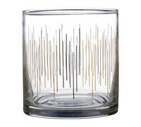 Premier Housewares Tumbler Clear Water Glasses Drinking Cold Lines Cocktail Glasses Set of 4 Gold Texture Martini Glasses, Whisky Glasses H9xW9xD9