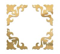 Set of Four Decorative Acrylic Mirrors Unique Shapes to Brighten Up Your Space (Gold)