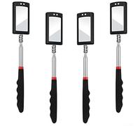 Set of Four LED Lighted Telescoping Inspection Mirrors with Flexible Neck and 360 Degree Rotation, Extendable for Inspecting Confined and Narrow Spaces