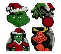 Set of four Light Up The Grinch Face Chistmas LED Flashing light motion sensitive Shoe Charm for Crocs