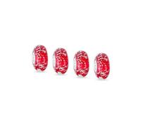 Set of Four Murano Glass .925 Sterling Silver Core Ocean Red Bubble Spacer Charm Bead Fits European Bracelet For Women Teen