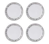 Premier Housewares Serving Small Side Plates Glazed Finishing Large Pizza Plates Serving Set of 4 Porcelain White 23 x 23 x 2 cm