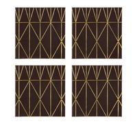 Set of Four Prism Black and Gold Coasters, Heat-Resistant Faux Leather Table Mats with Geometric Design Premier Housewares Black One Size