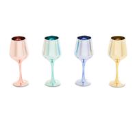 Set Of Four Wine Glasses In Assorted Colours, Reflective Glassware for Champagne, Colored Drinking Glasses Premier Housewares Multi One Size
