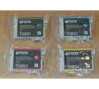 set of GENUINE EPSON T0891 T0892 T0893 T0894 vacuum sealed T0895 ink cartridges