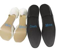 Set of"He's Mine""She's Mine" Crystal Rhinestone Wedding Shoe Stickers, Blue