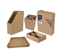 Set of Kraft Box Paper Desk Organisers Paper Filing Stacking Pen Holder pen Stand Document Desk storage box Accessories set for Office Home School Tidy Accessories (Desk Organiser)