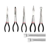 Set of Long Nose Pliers, 25, 45, 90 Degree Angle Wire Crimping, 28 cm Long Pliers for Narrow Access, for Jewellery, DIY, Fishing, Electrical Works, Plumbing, Mechanical Repair and