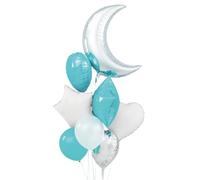 Set of Moon balloons, mix of turquoise colors, 8 pcs.