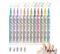 Set of Nail Markers | Portable Nail Tools with Fast Drying and Long Lasting 12 Pieces, Doodle Pen and Dot Marker - for Home Salon Manicure Decoration Tracing and Drawing
