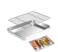 Set of Non-Stick Square Baking Trays in Steel with Grid