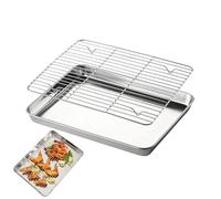 Set of Non-Stick Steel Baking Trays with Grid | Cooking and cooling racks for indoor and outdoor kitchen, table, cart, yard,