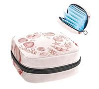 Set of Ocean Seashells in a Circle Sanitary Napkin Storage Bag, Large Menstrual Cup Pouch with Zipper, Period Pads Bag Store Panty Liners Tampons for Girls Women