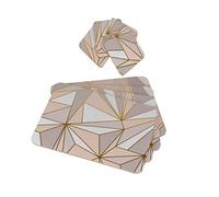 Set of Pink and Gold Geometric Placemats and coasters 4 of each pink and gold geometric design Cork placemats and coaster Elegant Addition to Your Table Best Gift