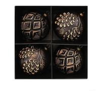 Set of Plastic Christmas Ball Ornaments 10CM with Construction and Classic Look for Holiday Tree Decorations and Commercial Display (A)