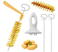 Set of Potato Spiral Cutter, Potato Twister Spiral Cutter Stainless Steel, Potato Cutter, Spiral Chips Potato Cutter Reusable for Potato Tower, Barbecue, Gather, Party, Camping, Family, Kitchen