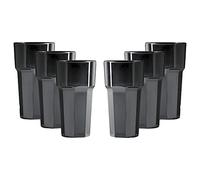 Set of RB Unbreakable Reusable Polycarbonate Plastic Black Octagon Shaped 12 OZ Tumblers. (330ml /12oz) to Rim Height 13cm, Max Diameter 7.2cm Realistic Alternative to Real Glass (6)