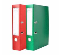 Set of RED + Green - A4 Large 2D Bright Colour Lever Arch Files 75mm Cobra Pattern Snake Skin Texture File Foolscap Vinyl Coated Rado Lock Nickel Plated Clip Office Document Filing Folders Metal Clip