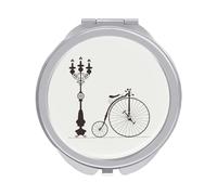 Set of Seamless Old Bicycles Bikes Folding Make Up Mirror, Compact 2X/1X Magnification Mirror, Women Portable Travel Makeup Mirror 2.4 x 2.4 inch