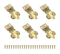 Set of Six Brass Solid Padlock Buckles with Screws for Secure Wooden Box Locking, Vintage Design for Jewelry and Tool Storage Boxes