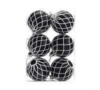 Set of six glittering plastic Christmas balls, lightweight and safe for use around children and pets, designed for easy hanging with strings and comes with storage box (CJ192)