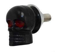 Set of Skull License Plate Frame Bolt Screws for Motorcycles, Compatible with 6mm Bolt Frames with Washers (Black)