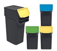 Keden Stackbox Recycling Sorting Waste Bin Set Separation Garbage Trash Can Colour Coded Stay-in-Place Lid (3, Black 20L)